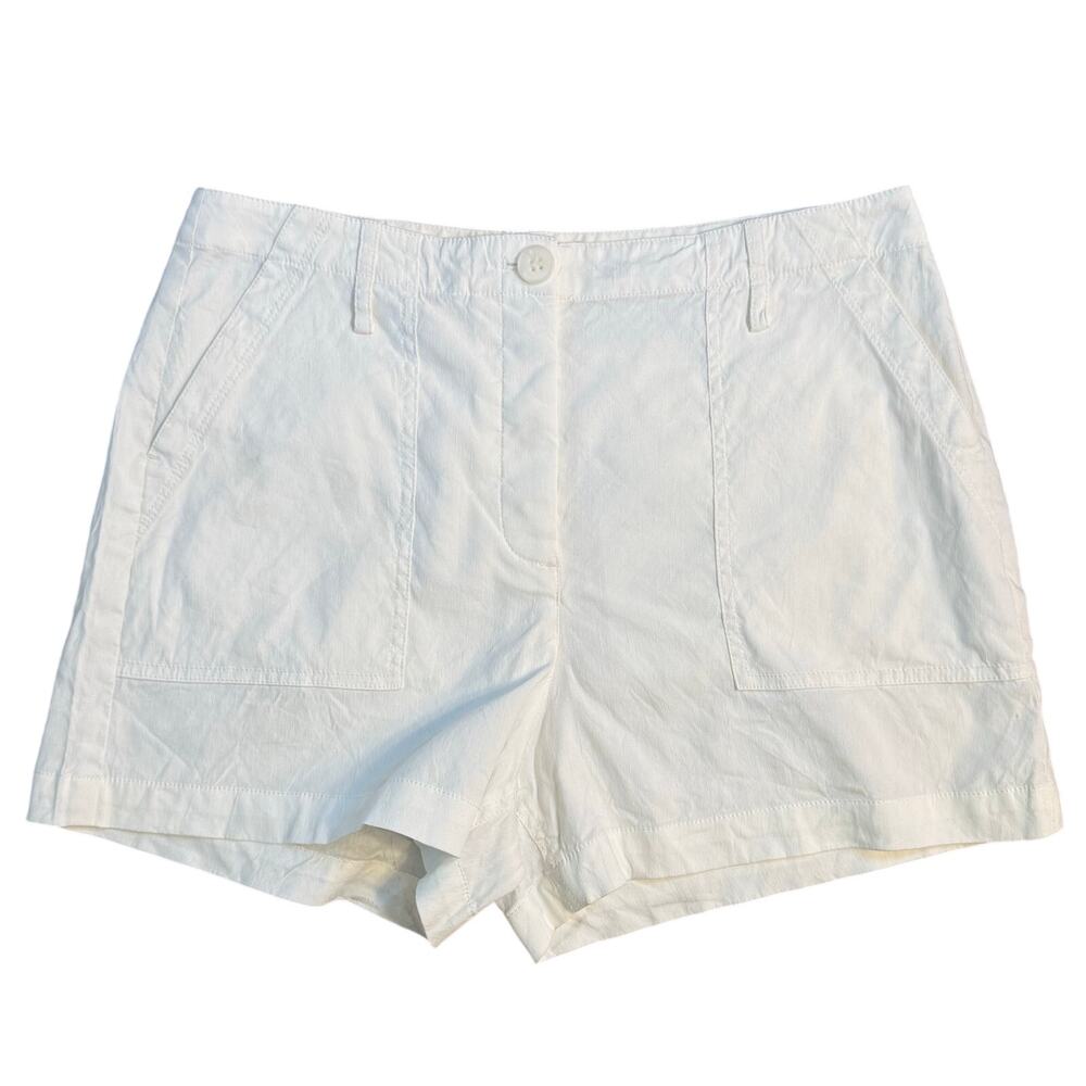 Theory Brand Cargo Shorts Caliver Linen High Rise Resort Travel White Women's 8